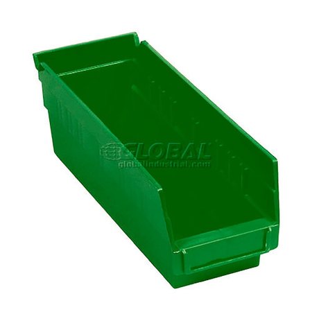 GLOBAL INDUSTRIAL Shelf Storage Bin, Polypropylene, 4 in H, Green 184837GN